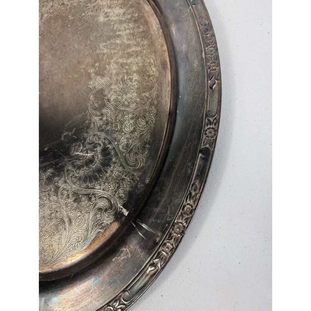 Antique Rogers and Bro 2380 Silver Heritage Serving Tray Victorian Style